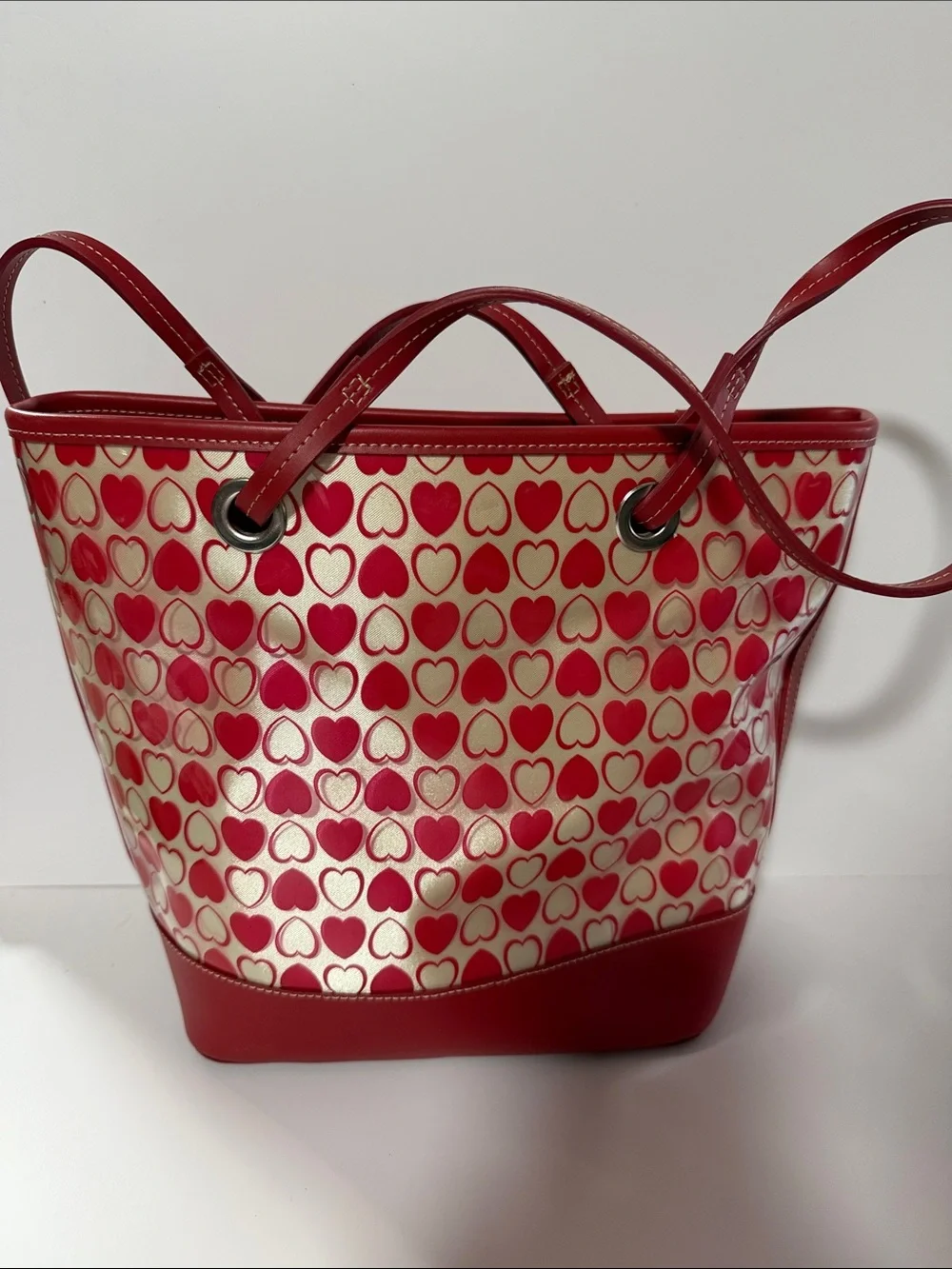 Red Heart Pattern Tote Bag - Women's Shoulder Bag